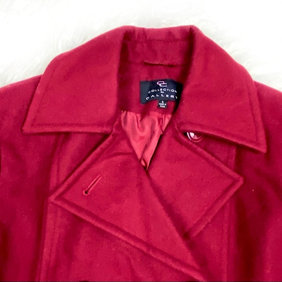 Gallery Collection GC Red Classic Wool Double Breasted Peacoat Vtg Button Front - Picture 7 of 16